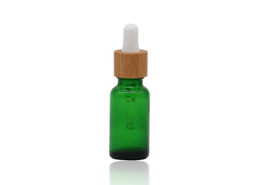 Grüne kosmetische Glastropfflaschen des Öl-18mm mit Bambustropfenzähler-Druckpipette